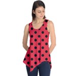 Polka Dots - Black on Alizarin Red Sleeveless Tunic