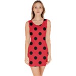 Polka Dots - Black on Alizarin Red Bodycon Dress