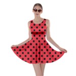 Polka Dots - Black on Alizarin Red Skater Dress