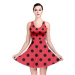 Polka Dots - Black on Alizarin Red Reversible Skater Dress