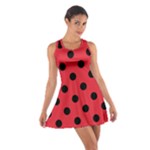 Polka Dots - Black on Alizarin Red Cotton Racerback Dress