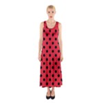 Polka Dots - Black on Alizarin Red Full Print Maxi Dress