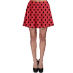 Polka Dots - Black on Alizarin Red Skater Skirt