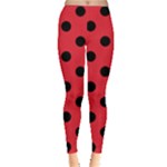 Polka Dots - Black on Alizarin Red Women s Leggings