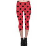 Polka Dots - Black on Alizarin Red Capri Leggings