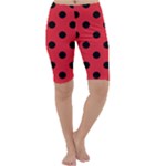 Polka Dots - Black on Alizarin Red Cropped Leggings