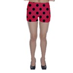 Polka Dots - Black on Alizarin Red Skinny Shorts