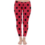 Polka Dots - Black on Alizarin Red Winter Leggings