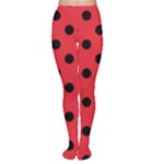 Polka Dots - Black on Alizarin Red Women s Tights