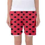 Polka Dots - Black on Alizarin Red Women s Basketball Shorts