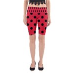 Polka Dots - Black on Alizarin Red Yoga Cropped Leggings