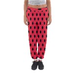 Polka Dots - Black on Alizarin Red Women s Jogger Sweatpants