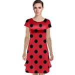 Polka Dots - Black on Alizarin Red Cap Sleeve Nightdress