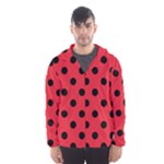 Polka Dots - Black on Alizarin Red Hooded Wind Breaker (Men)