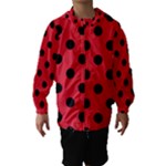 Polka Dots - Black on Alizarin Red Hooded Wind Breaker (Kids)