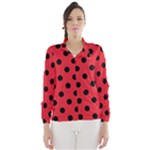 Polka Dots - Black on Alizarin Red Wind Breaker (Women)