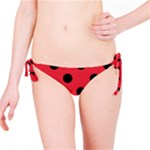 Polka Dots - Black on Alizarin Red Bikini Bottom