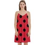 Polka Dots - Black on Alizarin Red Women s Reversible Sports Bra with Border