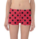 Polka Dots - Black on Alizarin Red Reversible Boyleg Bikini Bottoms