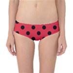 Polka Dots - Black on Alizarin Red Classic Bikini Bottoms