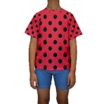 Polka Dots - Black on Alizarin Red Kid s Short Sleeve Swimwear