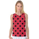 Polka Dots - Black on Alizarin Red Women s Basketball Tank Top