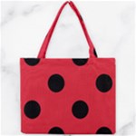 Polka Dots - Black on Alizarin Red Mini Tote Bag