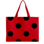 Polka Dots - Black on Alizarin Red Zipper Mini Tote Bag