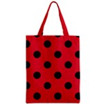 Polka Dots - Black on Alizarin Red Zipper Classic Tote Bag