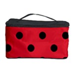 Polka Dots - Black on Alizarin Red Cosmetic Storage Case