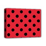 Polka Dots - Black on Alizarin Red Deluxe Canvas 14  x 11  (Stretched)