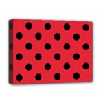 Polka Dots - Black on Alizarin Red Deluxe Canvas 16  x 12  (Stretched)