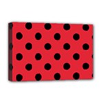 Polka Dots - Black on Alizarin Red Deluxe Canvas 18  x 12  (Stretched)