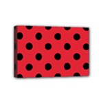 Polka Dots - Black on Alizarin Red Mini Canvas 6  x 4  (Stretched)