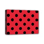 Polka Dots - Black on Alizarin Red Mini Canvas 7  x 5  (Stretched)