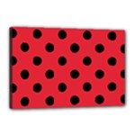 Polka Dots - Black on Alizarin Red Canvas 18  x 12  (Stretched)