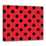 Polka Dots - Black on Alizarin Red Canvas 24  x 20  (Stretched)