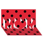 Polka Dots - Black on Alizarin Red MOM 3D Greeting Card (8x4)