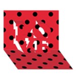 Polka Dots - Black on Alizarin Red LOVE 3D Greeting Card (7x5)