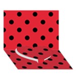 Polka Dots - Black on Alizarin Red Heart Bottom 3D Greeting Card (7x5)