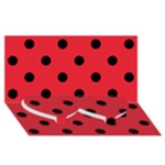 Polka Dots - Black on Alizarin Red Twin Heart Bottom 3D Greeting Card (8x4)