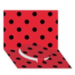 Polka Dots - Black on Alizarin Red Circle Bottom 3D Greeting Card (7x5)