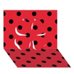 Polka Dots - Black on Alizarin Red Clover 3D Greeting Card (7x5)