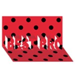 Polka Dots - Black on Alizarin Red BEST BRO 3D Greeting Card (8x4)