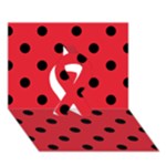 Polka Dots - Black on Alizarin Red Ribbon 3D Greeting Card (7x5)