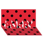 Polka Dots - Black on Alizarin Red SORRY 3D Greeting Card (8x4)