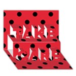 Polka Dots - Black on Alizarin Red TAKE CARE 3D Greeting Card (7x5)