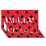 Polka Dots - Black on Alizarin Red Merry Xmas 3D Greeting Card (8x4)