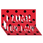 Polka Dots - Black on Alizarin Red Laugh Live Love 3D Greeting Card (8x4)