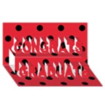 Polka Dots - Black on Alizarin Red Congrats Graduate 3D Greeting Card (8x4)